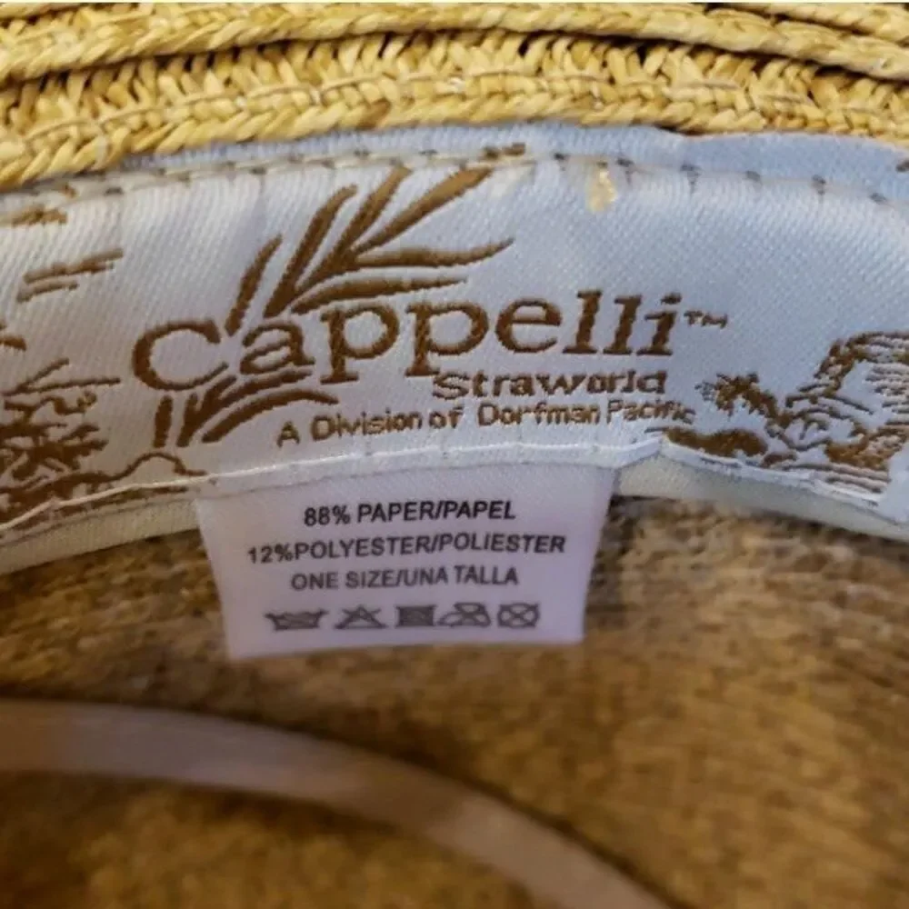 Cappelli Leopard Trim Straw Vacay‎ Beach Hat